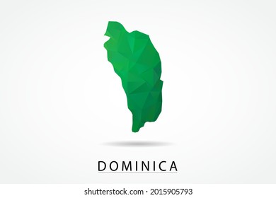 Dominica Map - World Map International vector template, low polygon style with green color isolated on white background - Vector illustration eps 10