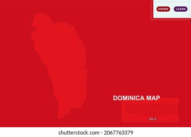 Mapa de Dominica - Mapa Mundial Plantilla vectorial Internacional con color rojo y esbozo aislado en el fondo rojo para educación, diseño, sitio web, banner - Ilustración vectorial eps 10