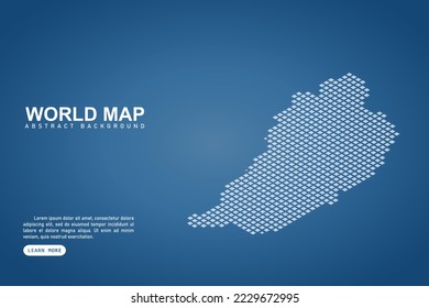 Dominica Map - World map International vector template with isometric top and white pixel, grid, grunge, halftone style isolated on blue background for design, web - Vector illustration eps 10