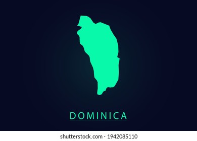 Dominica Map - World map vector template with green color gradient isolated on dark background - Vector illustration eps 10