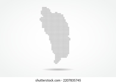 Dominica Map - World map vector template with square pixel thin black and outline sketch style isolated on white background for education, infographic, design - Vector illustration eps 10