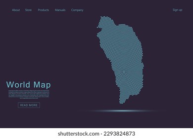 Dominica Map - World map vector template with blue dots, grid, grunge, halftone style isolated on dark purple background for website, infographic, technology design - Vector illustration eps 10