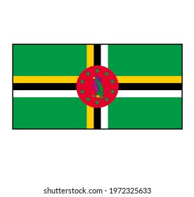 Dominica Rectangle Flag Vector Icon Button for North American Island Concepts. 