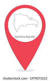 dominica Republic Country Border Map In Location Icon.