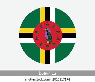Dominica Round Circle Flag. Dominican Circular Button Banner Icon. EPS Vector svg
