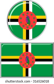 Dominica round and square icon flag. Vector illustration Eps 8.