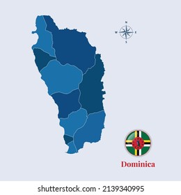 Dominica vector map and flag, Flag map of Dominica, vector