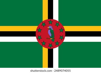 Dominica waving flag pattern background. Realistic national flag design. Abstract vector template.