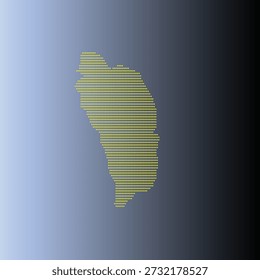 Dominica Yellow Dotted Vector Map Silhouette on Blue Gradient Background