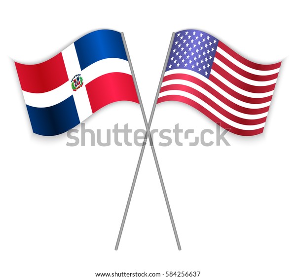 Dominican American Crossed Flags Dominican Republic Stock Vector