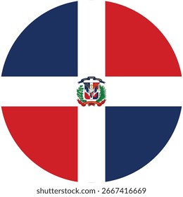 Bandera circular dominicana sin diseño de Vector de fondo e ilustración digital 