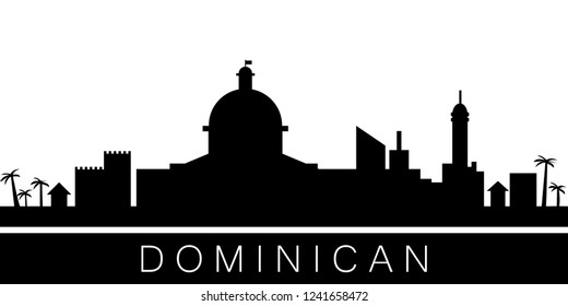 Dominican detailed skyline. Vector postcard illustration