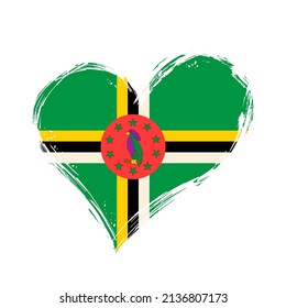 Dominican flag heart-shaped grunge background. Vector illustration.
