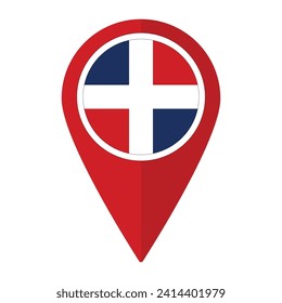 Indicador dominicano en el icono de punto de referencia del mapa aislado. Bandera de Domingo