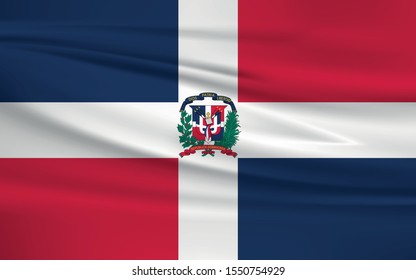 Dominican flag waving with wind effect