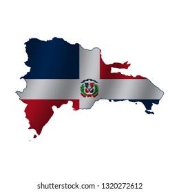 Dominican - Illustration with waving flag inside map. vector