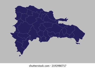 Dominican map vector, blue color, Isolated on gray background