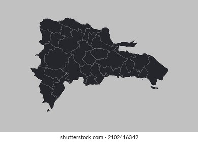 Dominican map vector, isolated on gray background