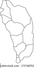 Dominican map in white color and black border on white background. Vector illustration.
