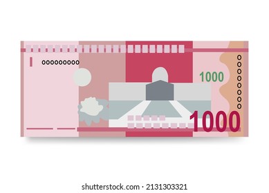 Dominican Peso Vector Illustration. Dominican Republic money set bundle banknotes. Paper money 1000 DOP. Flat style. Isolated on white background. Simple minimal design.