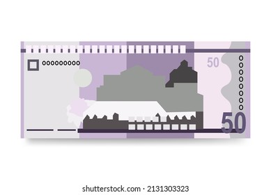 Dominican Peso Vector Illustration. Dominican Republic money set bundle banknotes. Paper money 50 DOP. Flat style. Isolated on white background. Simple minimal design.