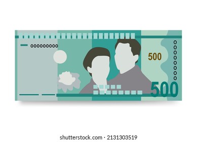 Dominican Peso Vector Illustration. Dominican Republic money set bundle banknotes. Paper money 500 DOP. Flat style. Isolated on white background. Simple minimal design.