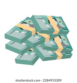 Dominican Peso Vector Illustration. Dominican Republic money set bundle banknotes. Paper money 500 DOP. Flat style. Isolated on white background. Simple minimal design.