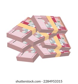 Dominican Peso Vector Illustration. Dominican Republic money set bundle banknotes. Paper money 1000 DOP. Flat style. Isolated on white background. Simple minimal design.