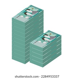 Dominican Peso Vector Illustration. Dominican Republic money set bundle banknotes. Paper money 500 DOP. Flat style. Isolated on white background. Simple minimal design.