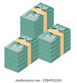Dominican Peso Vector Illustration. Dominican Republic money set bundle banknotes. Paper money 500 DOP. Flat style. Isolated on white background. Simple minimal design.