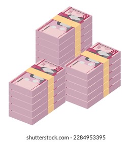 Dominican Peso Vector Illustration. Dominican Republic money set bundle banknotes. Paper money 200 DOP. Flat style. Isolated on white background. Simple minimal design.