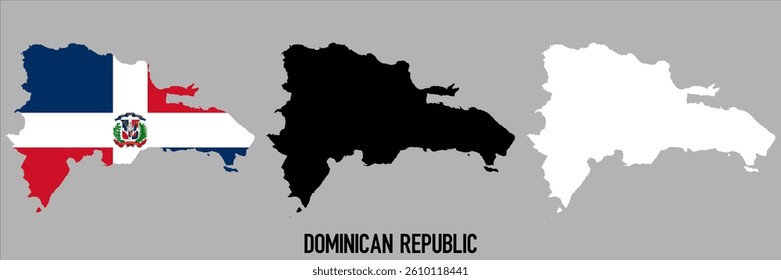 Dominican Repubic flag and map shape black and gray color
