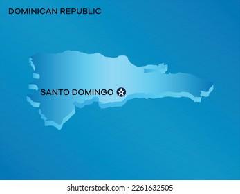 DOMINICAN REPUBLIC 3D Isometric map with Capital Mark Santo Domingo Vector Illustration Design