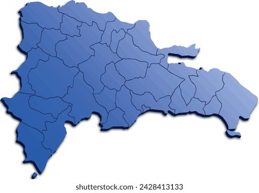 Dominican Republic 3D ISOMETRIC MAP BLUE COLOR