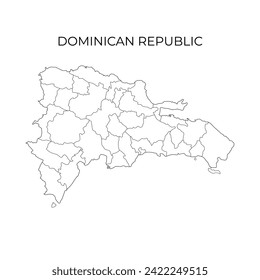 Dominican Republic administrative division contour map. Regions of Dominican Republic. Vector illustration