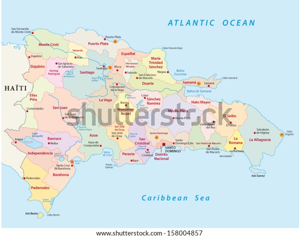 Dominican Republic Administrative Map Stock Vector (Royalty Free ...