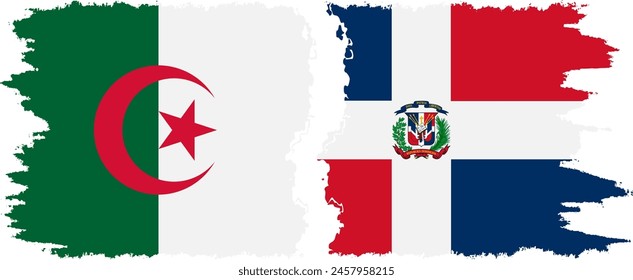 Dominican Republic and Algeria grunge flags connection, vector