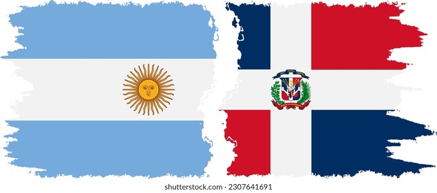 Dominican Republic and Argentina grunge flags connection, vector