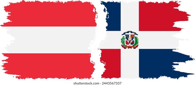 Dominican Republic and Austria grunge flags connection, vector