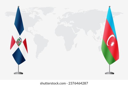 Dominican Republic and Azerbaijan flags for official meeting against background of world map.