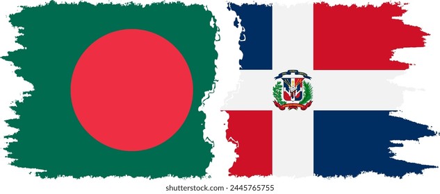 Dominican Republic and Bangladesh grunge flags connection, vector