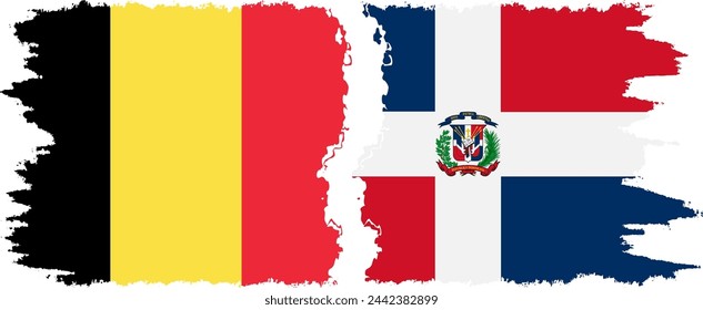 Dominican Republic and Belgium grunge flags connection, vector