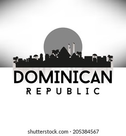 Dominican Republic, Black Skyline Design, vector illustration. Typographic city silhouette