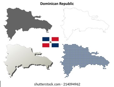 Dominican Republic blank detailed outline map set - vector version