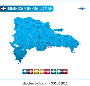 Dominican Republic Blue Map
