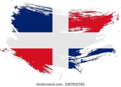 Dominican Republic brush stroke flag vector background. Hand drawn grunge style Republica Dominicana painted isolated banner.