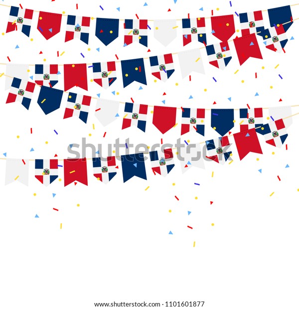 Dominican Republic Bunting Flags Confetti Ribbons Stock Vector (Royalty ...