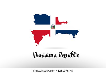 Dominican Republic country flag inside country border map design suitable for a logo icon design