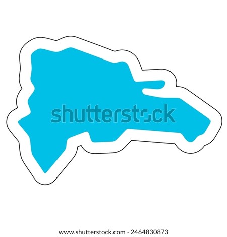 Dominican Republic country silhouette. High detailed map. Solid blue vector sticker with white contour isolated on white background.