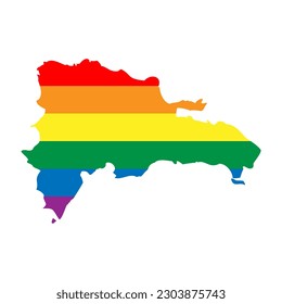 Dominican Republic country silhouette. Country map silhouette in rainbow colors of LGBT flag.